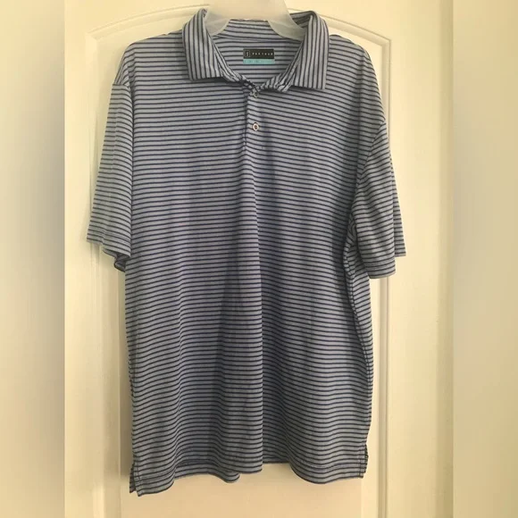 PGA TOUR polo GOlF shirt Blue with white stripes Size LG - Picture 4 of 10